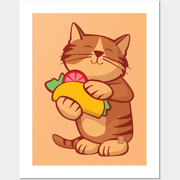 Cat with Taco Wall Art by Sue Cervenka